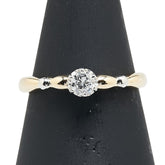 K18YG イエローゴールド Pt900 プラチナ コンビ ダイヤ0.17ct 1P リング 指輪 レディース 12号 【中古】